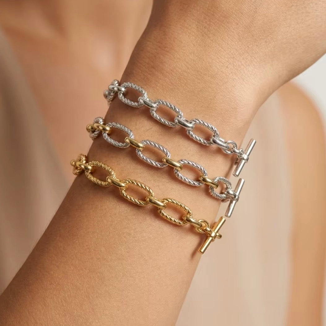 David yurman inspired Chain Link Two-Tone Bracelet