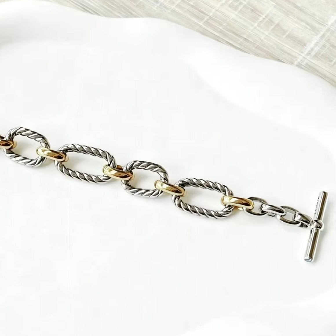 David yurman inspired Chain Link Two-Tone Bracelet